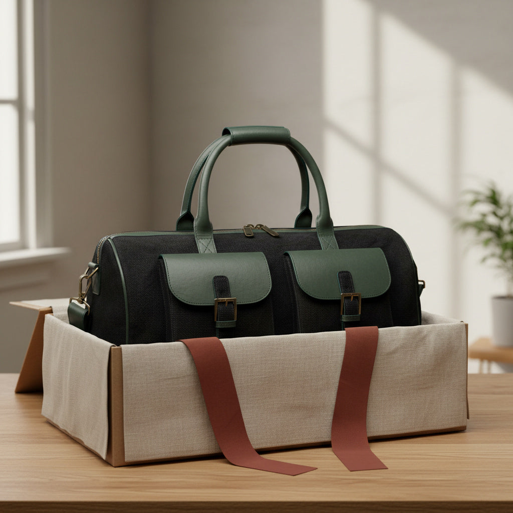 Ajax Vegan Leather Duffle Bag - Black