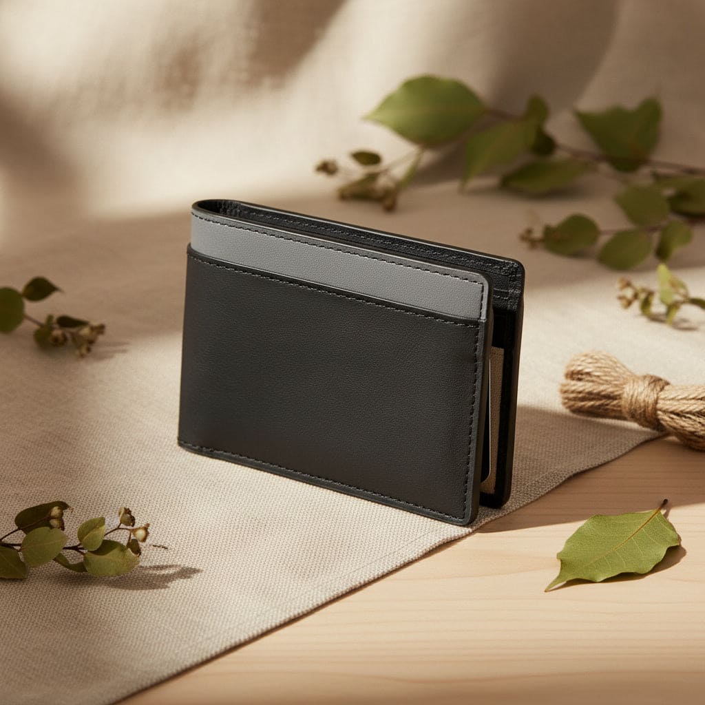Zeus – Black & Grey | Plant Leather Men's Wallet | Green Hermitage