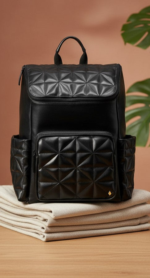 Elm Black Vegan Leather Backpack
