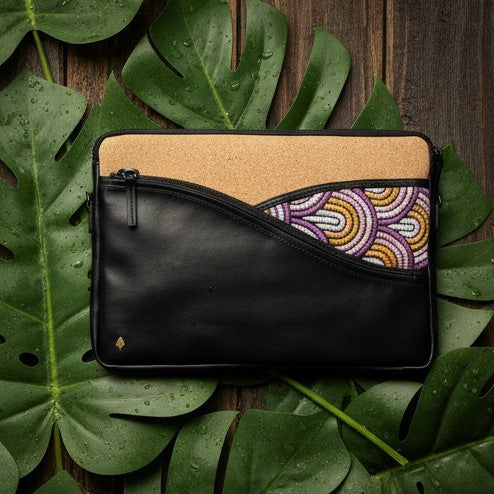 Acacia Vegan Leather Laptop Sleeve - Black