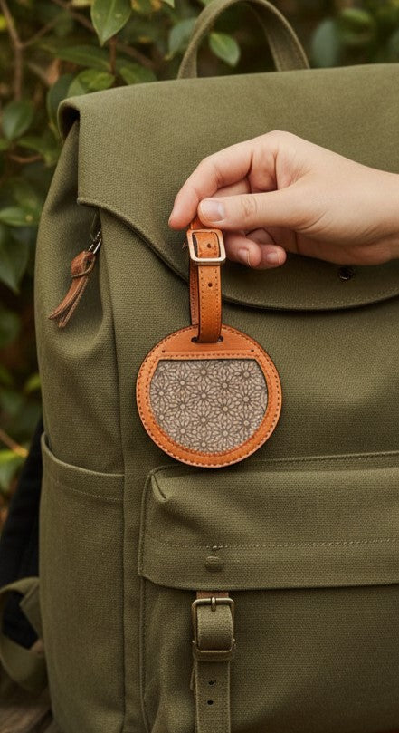 Tan Vegan Leather Travel Tag