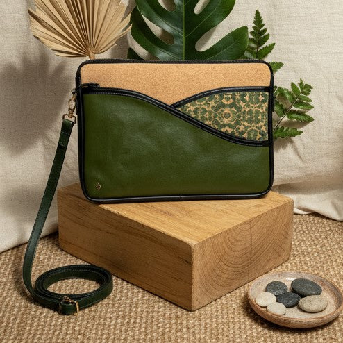 Acacia Vegan Leather Laptop Sleeve - Olive