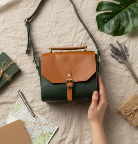 Juniper Vegan Leather Sling Bag - Green