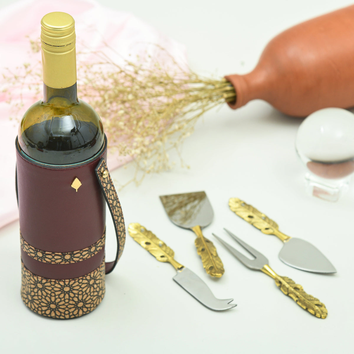 Rakhi Gift Box -4 with cheese knives and wine bottle holder image 3 