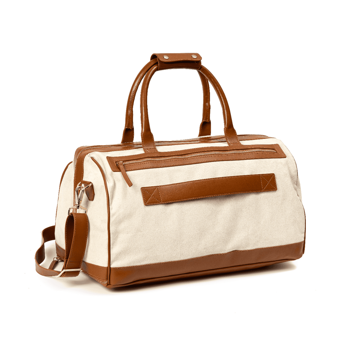 Ajax Plant Leather Duffle Bag – Beige & Gingerbread thumbnail 4
