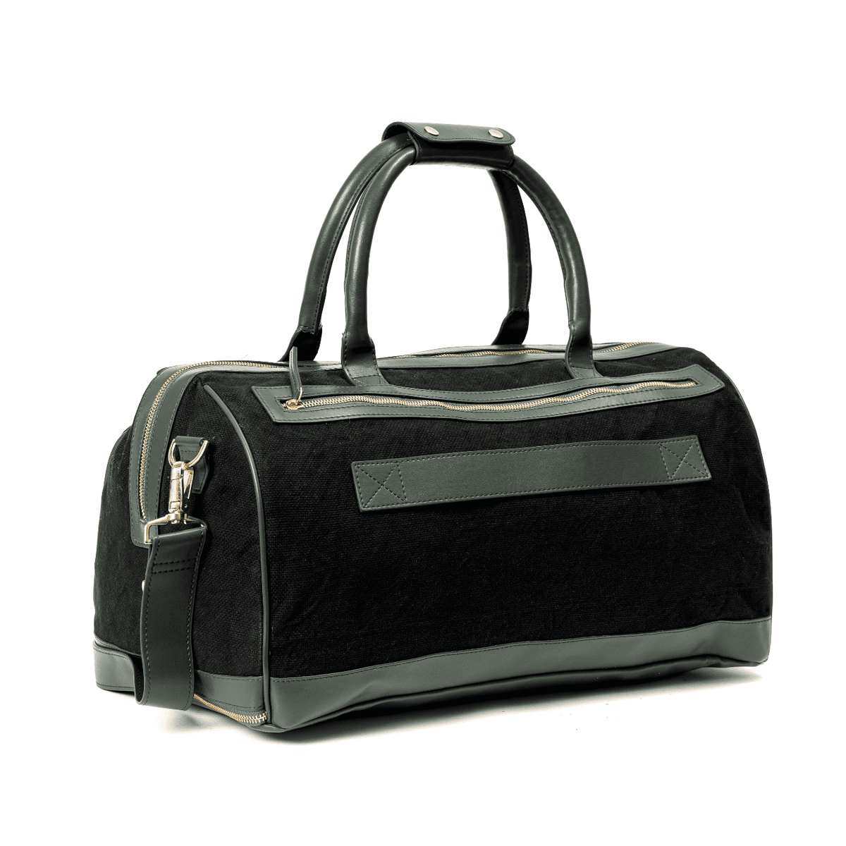 Ajax Plant Leather Duffle Bag – Black & Forest Green thumbnail 3
