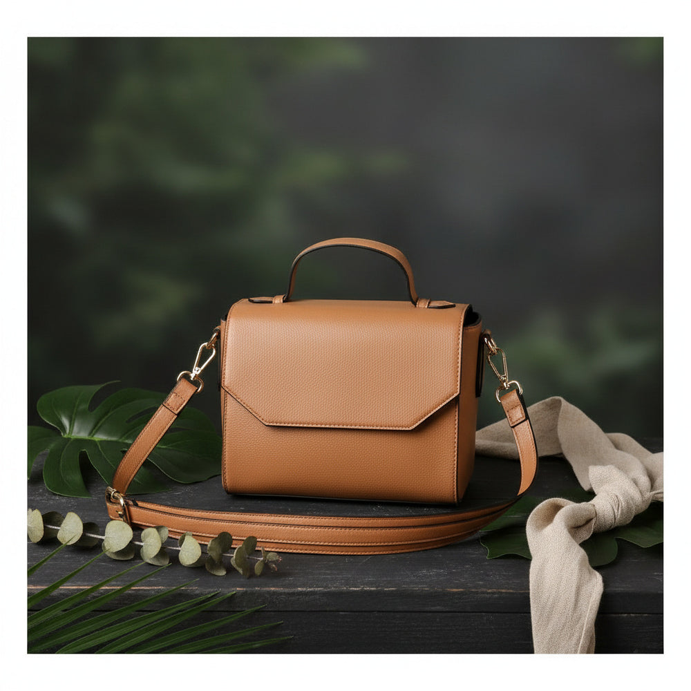 Asteria Caramel Plant-Based Leather Crossbody Bag image 1