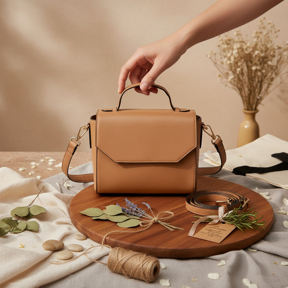 Asteria Caramel Plant-Based Leather Crossbody Bag image 2