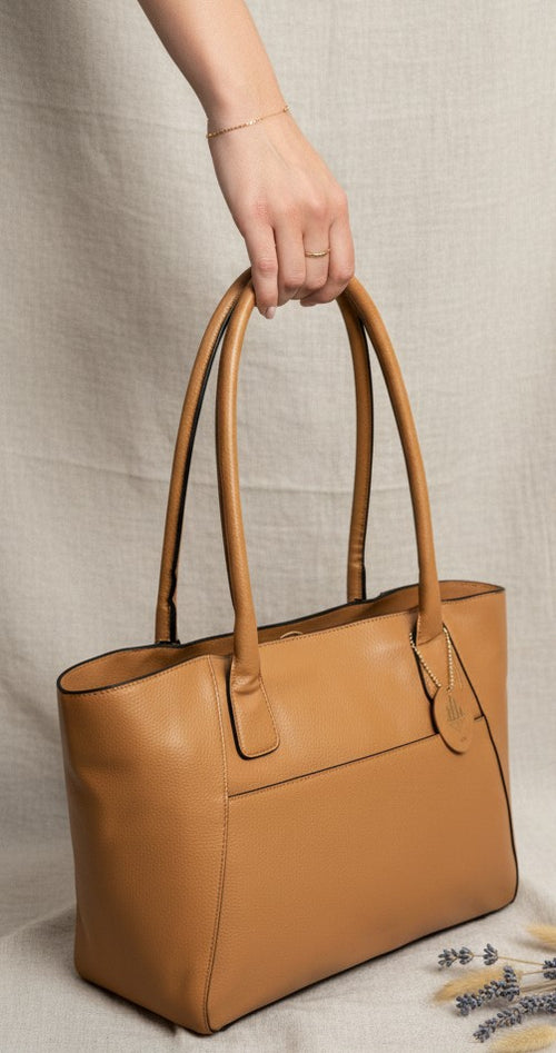 Athena Tote Bag – Caramel | Plant-Based Leather image 4