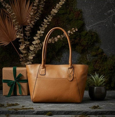 Athena Tote Bag – Caramel | Plant-Based Leather image 1