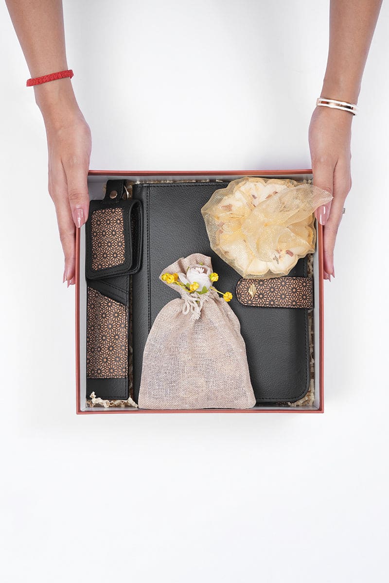 Luxury Mindful Moments executive desk gift set in premium gift box with diary pouch bookmark and keychain by Green Hermitage