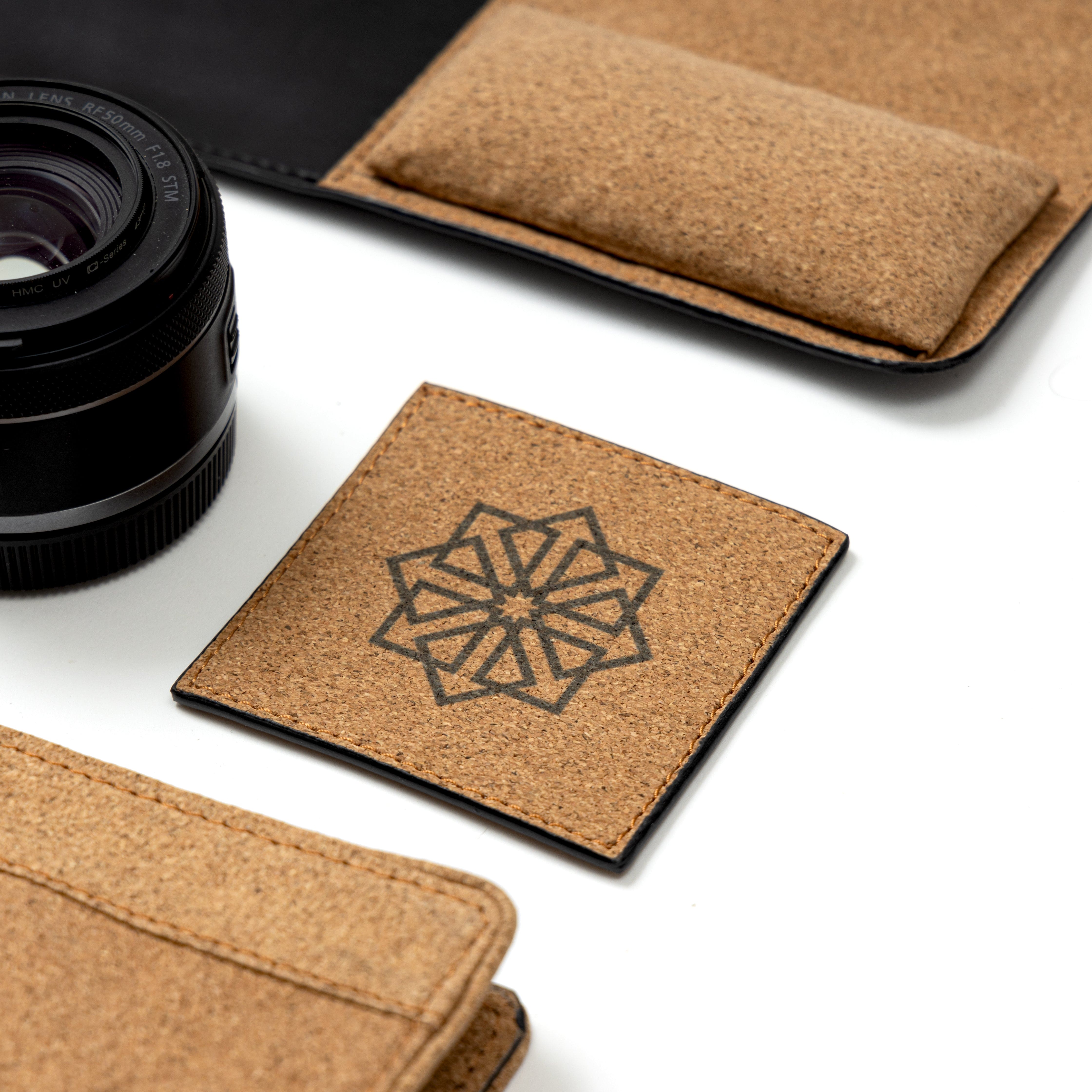 Cork coaster from Noir sustainable office desk accessories set by Green Hermitage