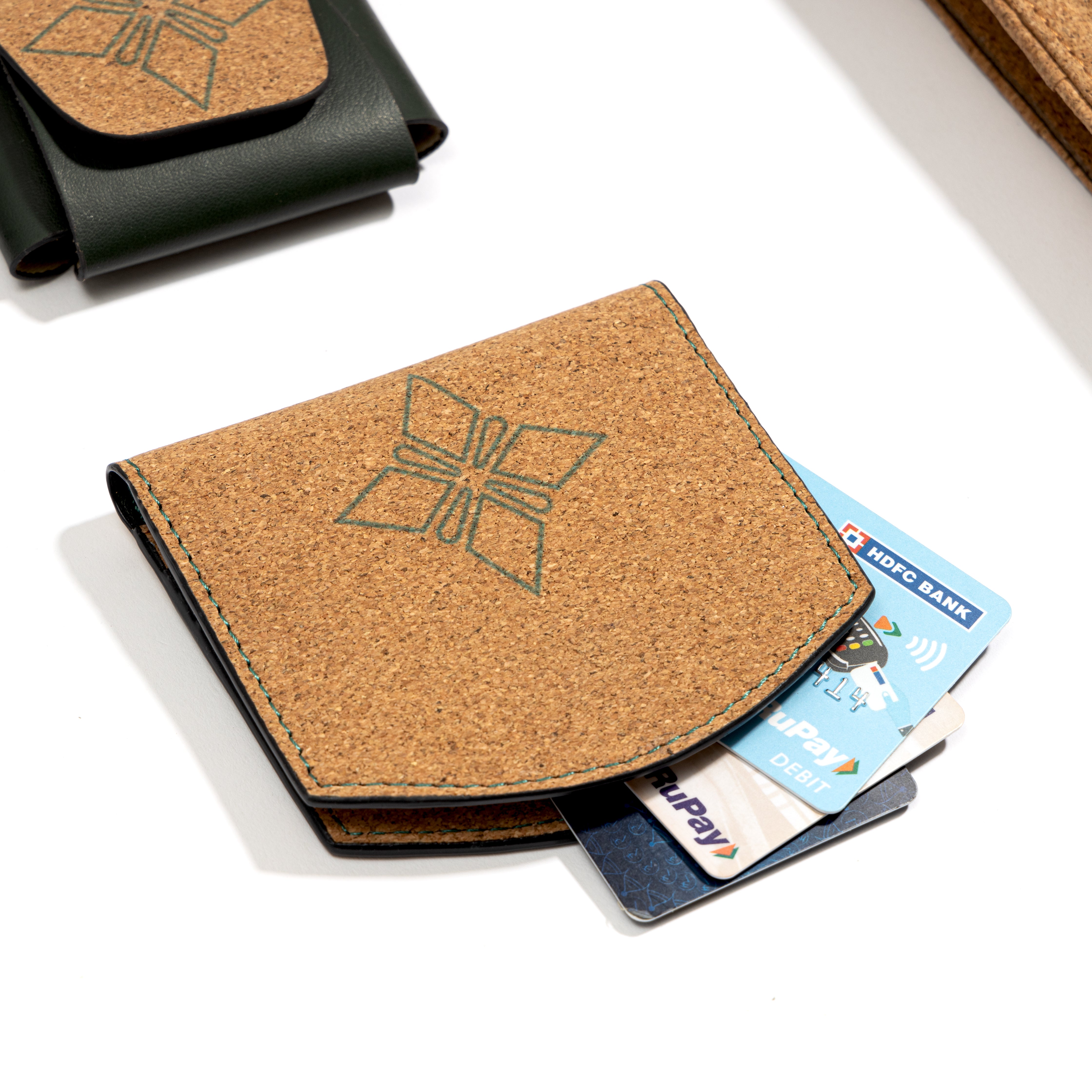 Plant leather card holder from Work On-The-Go Gift Set in Basil by Green Hermitage