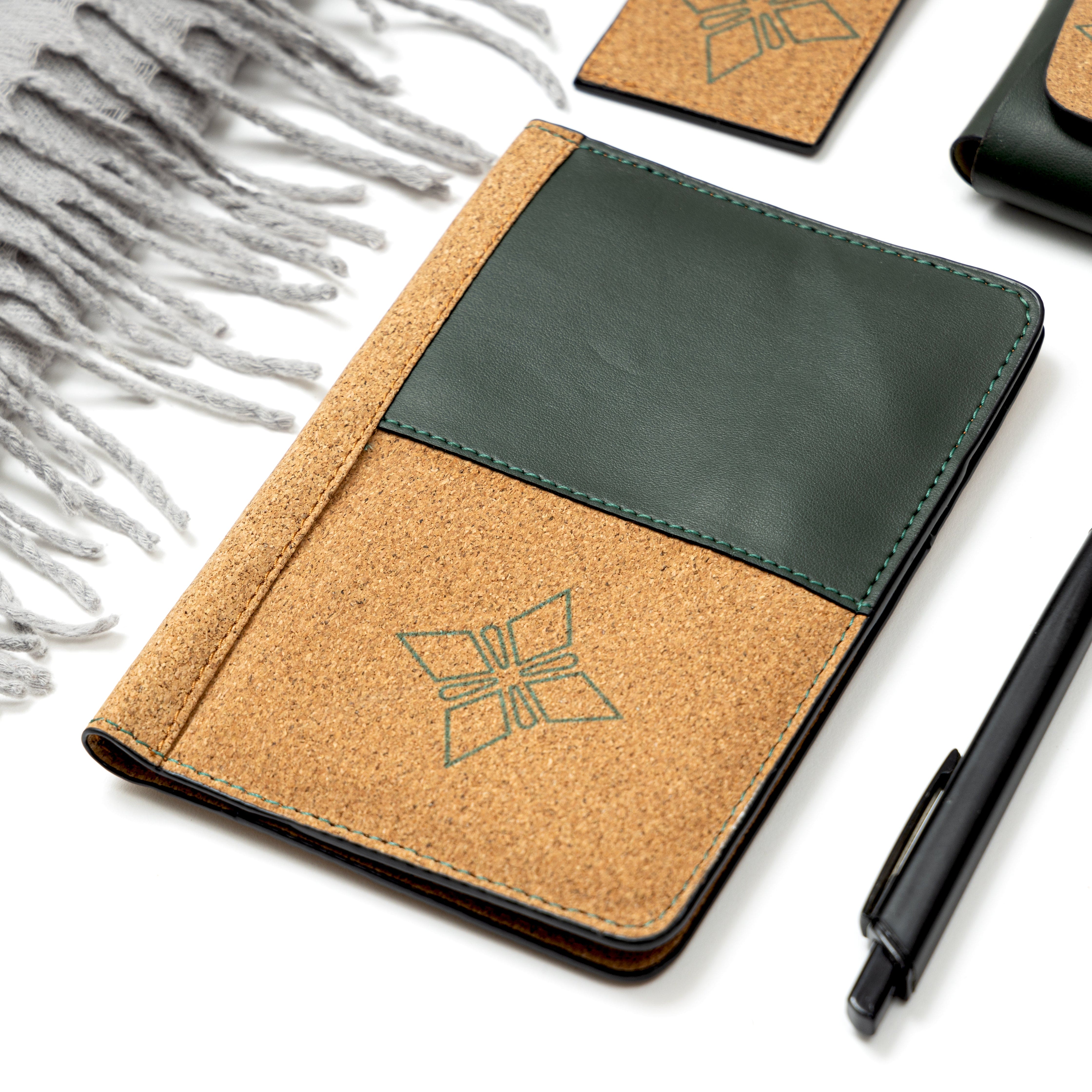 Plant leather passport holder from the Basil Holiday Travel Set by Green Hermitage