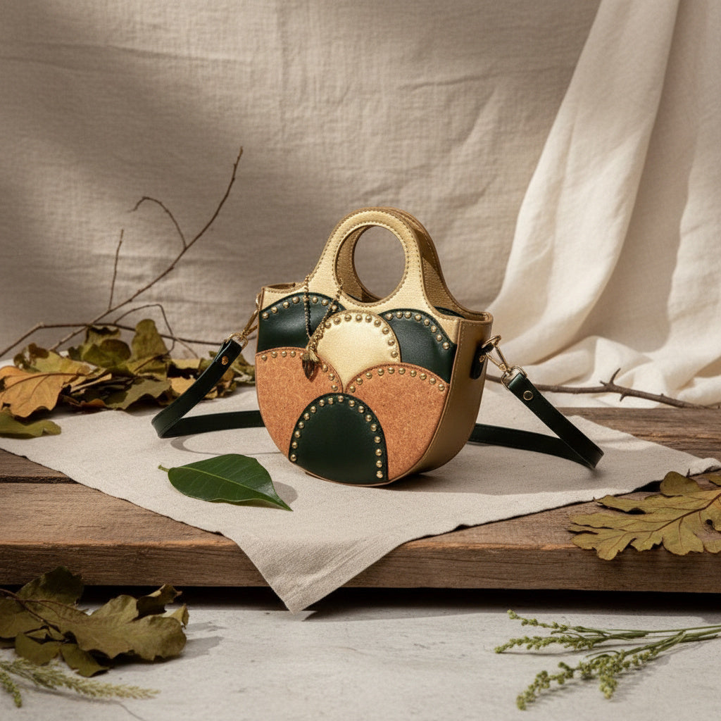 Savannah Gold Plant Leather Crossbody Bag | Green Hermitage